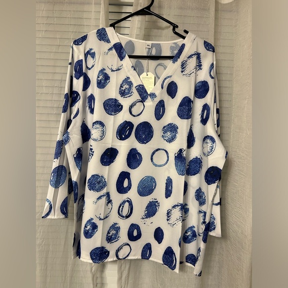 V-neck polyester 3/4 length sleeves blouse xxl = size 20 - Picture 2 of 5